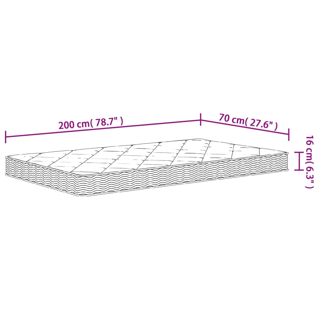 Skummadrass middels myk 70x200 cm