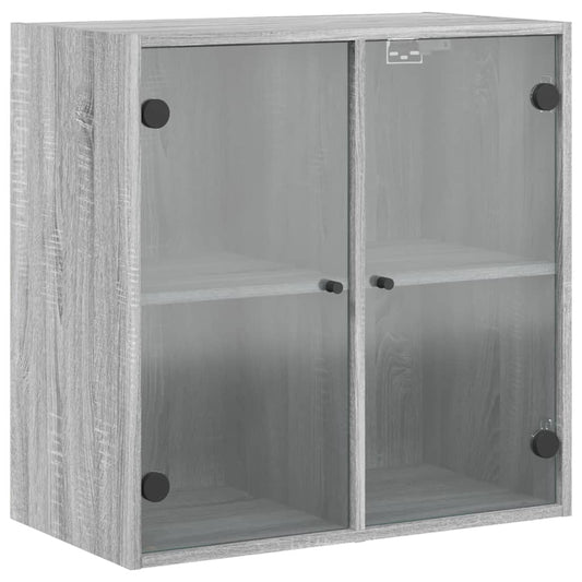 Veggskap med glassdører grå sonoma 68x37x68,5 cm