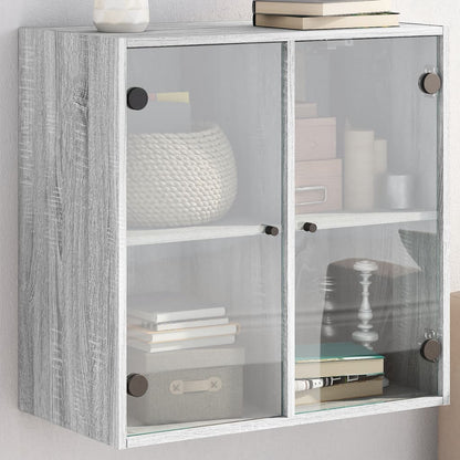 Veggskap med glassdører grå sonoma 68x37x68,5 cm