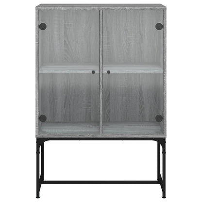 Veggskap med glassdører grå sonoma 69x37x100 cm