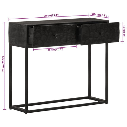 Konsollbord svart 90x30x76 cm heltre mango og jern
