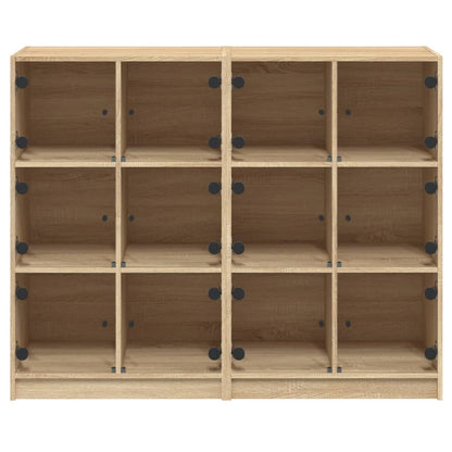 Bokhylle med dører sonoma eik 136x37x109 cm konstruert tre