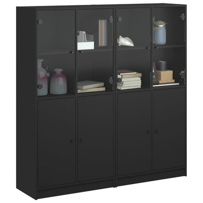 Bokhylle med dører svart 136x37x142 cm konstruert tre