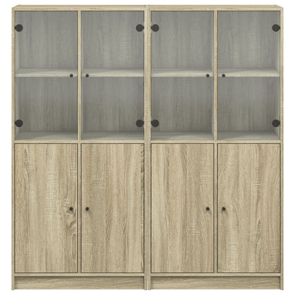 Bokhylle med dører sonoma eik 136x37x142 cm konstruert tre