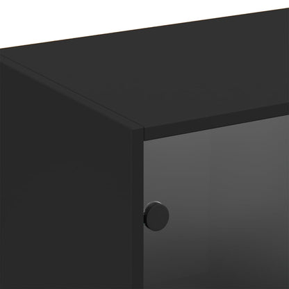Bokhylle med dører svart 204x37x75 cm konstruert tre