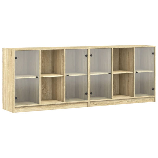 Bokhylle med dører sonoma eik 204x37x75 cm konstruert tre