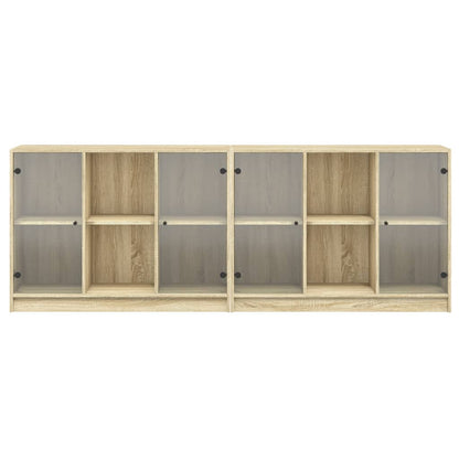 Bokhylle med dører sonoma eik 204x37x75 cm konstruert tre