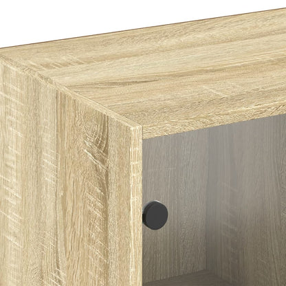Bokhylle med dører sonoma eik 204x37x75 cm konstruert tre