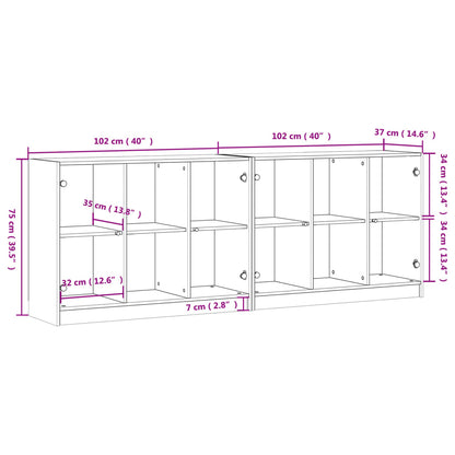 Bokhylle med dører sonoma eik 204x37x75 cm konstruert tre