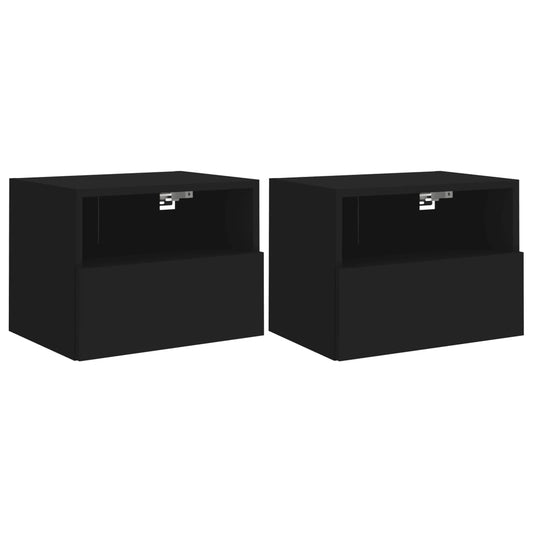 Veggmonterte TV-benker 2 stk svart 40x30x30 cm konstruert tre