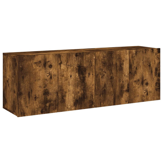 Veggmonterte TV-benker 2 stk røkt eik 60x30x41 cm