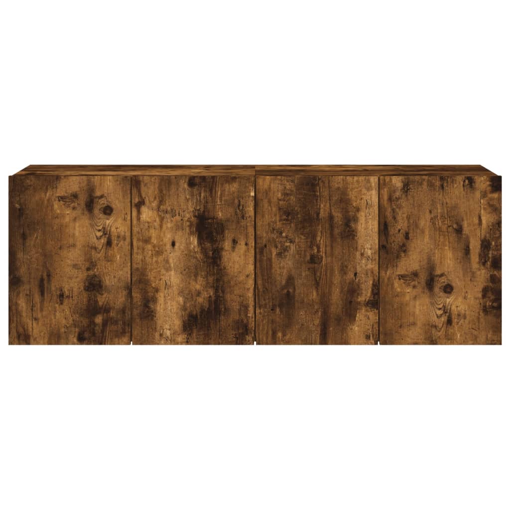 Veggmonterte TV-benker 2 stk røkt eik 60x30x41 cm