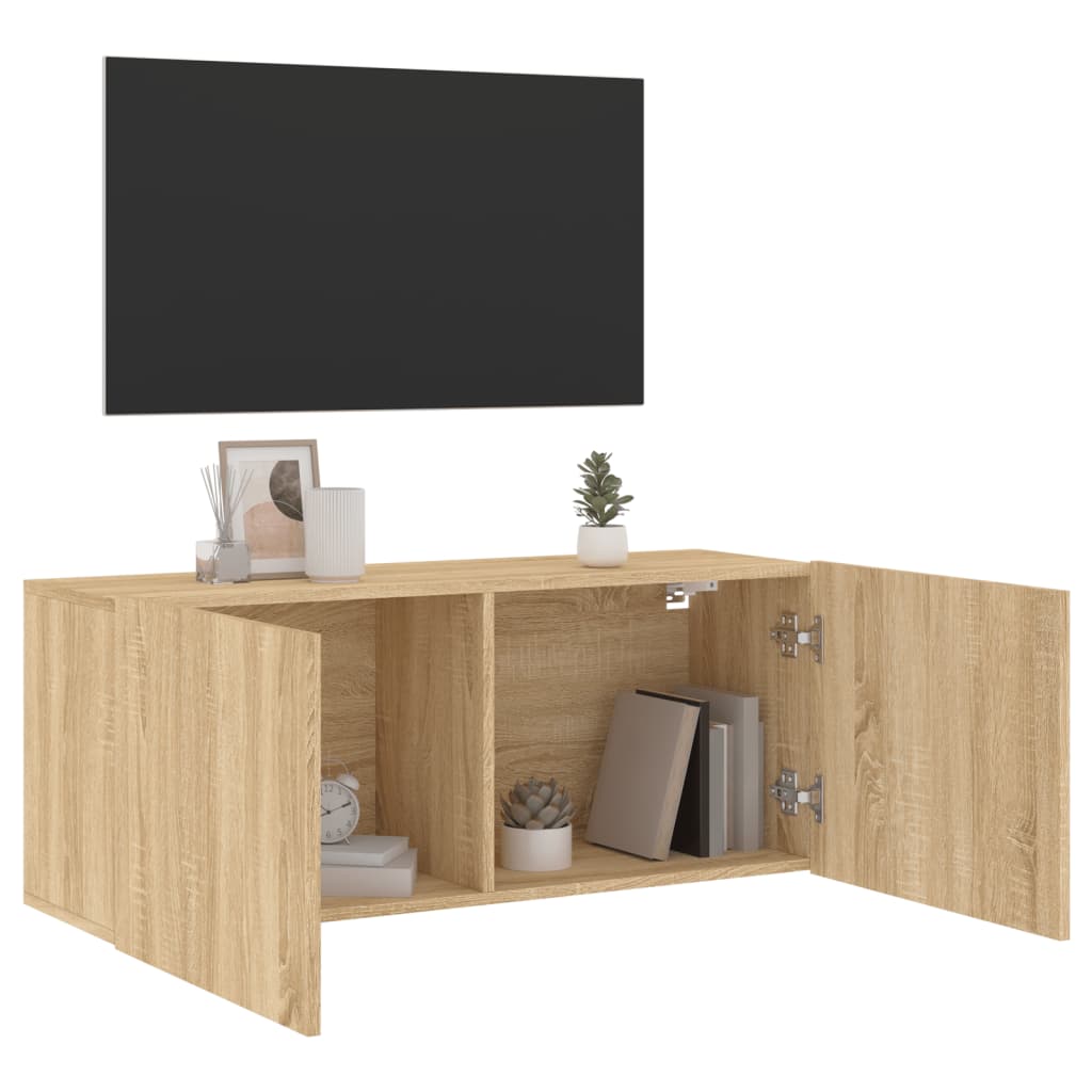 Veggmontert TV-benk sonoma eik 100x30x41 cm