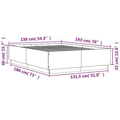 Sengeramme hvit 135x190 cm konstruert tre