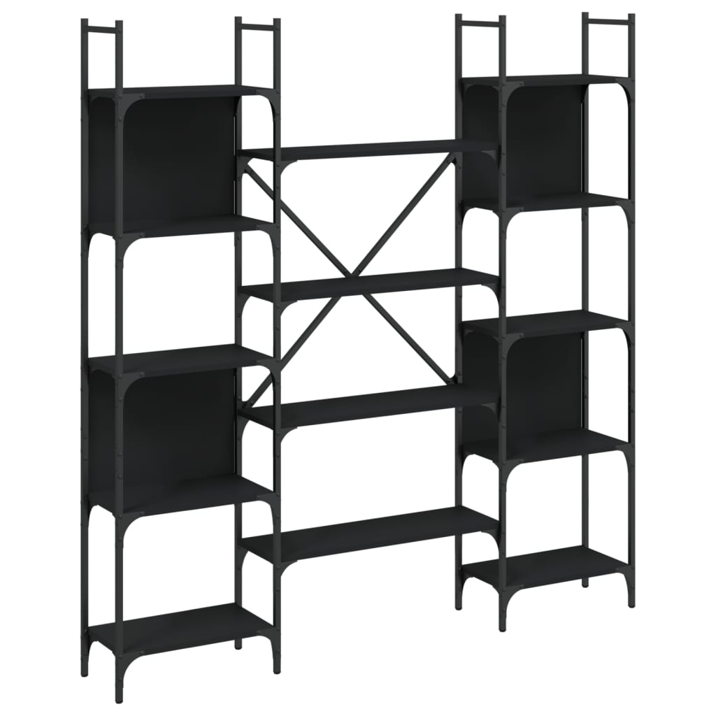 Bokhylle svart 155,5x24x166,5 cm konstruert tre