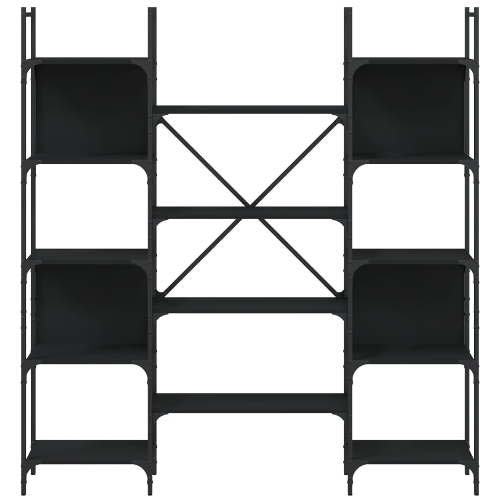Bokhylle svart 155,5x24x166,5 cm konstruert tre