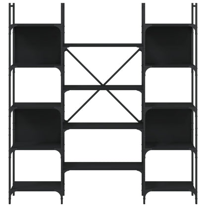 Bokhylle svart 155,5x24x166,5 cm konstruert tre