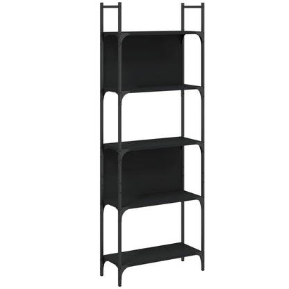Bokhylle 5 etasjer svart 60,5x24x166,5 cm konstruert tre