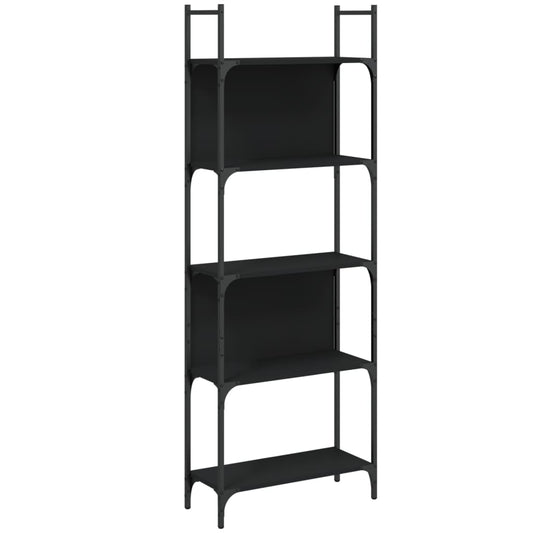 Bokhylle 5 etasjer svart 60,5x24x166,5 cm konstruert tre