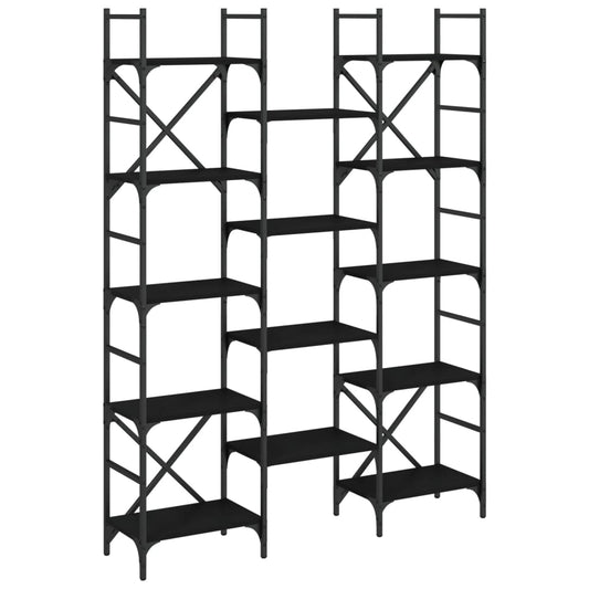 Bokhylle svart 127,5x28,5x172,5 cm konstruert tre