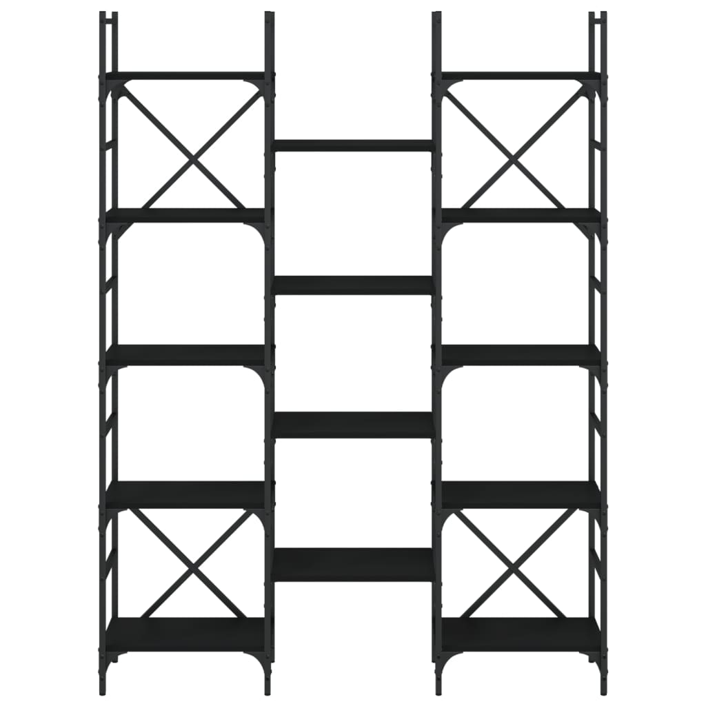 Bokhylle svart 127,5x28,5x172,5 cm konstruert tre