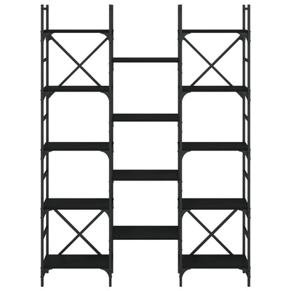 Bokhylle svart 127,5x28,5x172,5 cm konstruert tre
