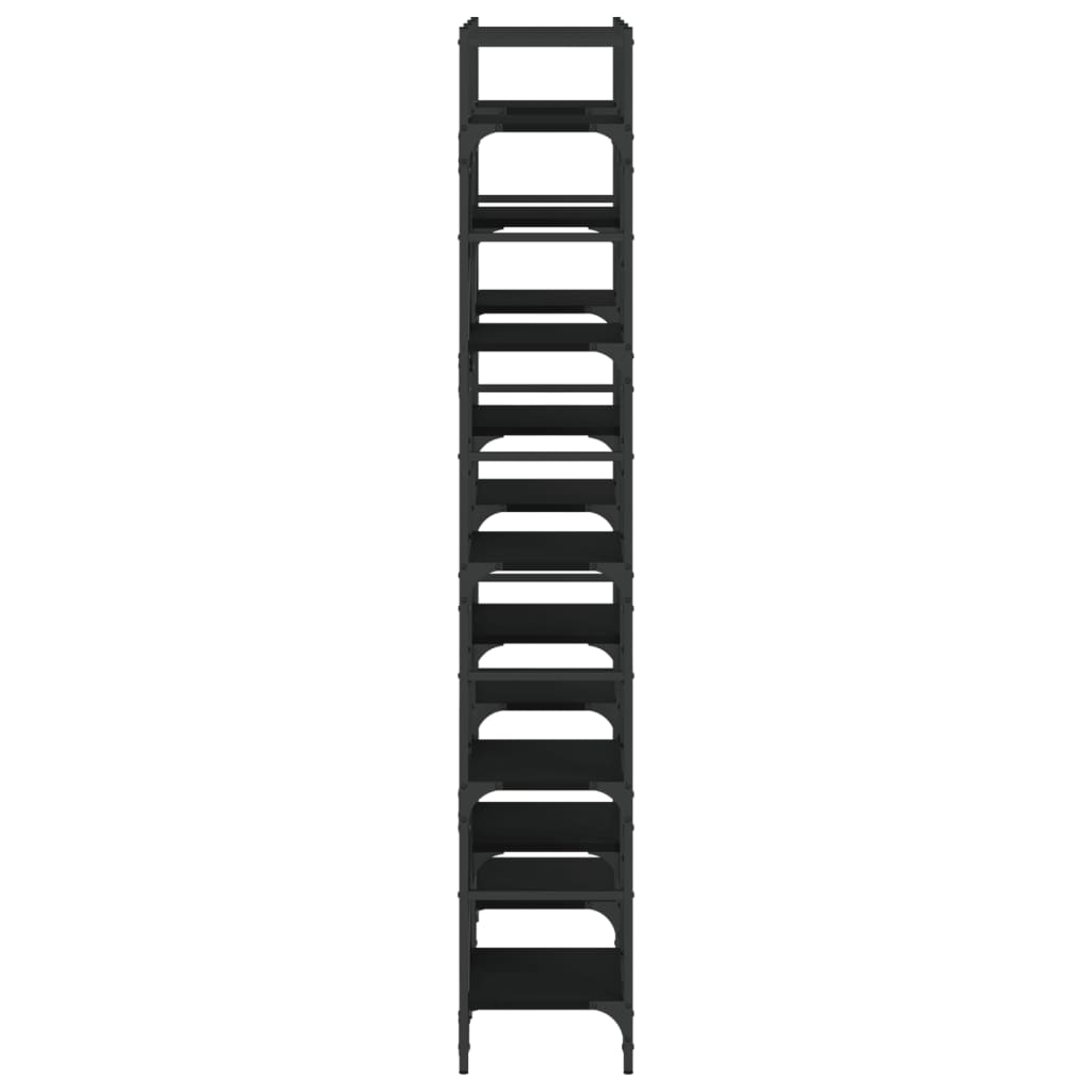 Bokhylle svart 127,5x28,5x172,5 cm konstruert tre