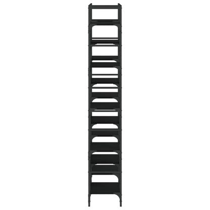 Bokhylle svart 127,5x28,5x172,5 cm konstruert tre