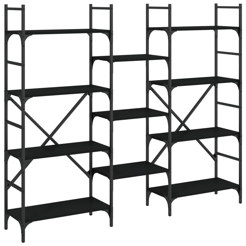 Bokhylle svart 160x28,5x136,5 cm konstruert tre