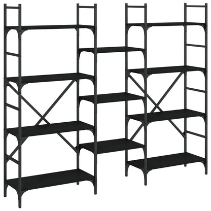 Bokhylle svart 160x28,5x136,5 cm konstruert tre