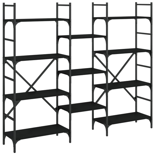 Bokhylle svart 160x28,5x136,5 cm konstruert tre