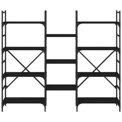 Bokhylle svart 160x28,5x136,5 cm konstruert tre