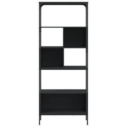Bokhylle 5 etasjer svart 76x33x188,5 cm konstruert tre