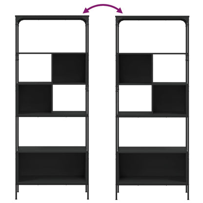 Bokhylle 5 etasjer svart 76x33x188,5 cm konstruert tre