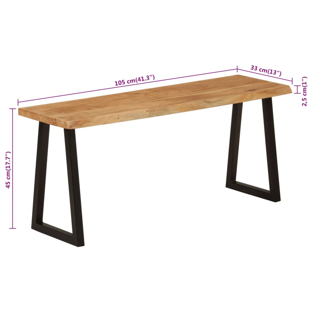 Benk med naturlig kant 105 cm heltre akasie