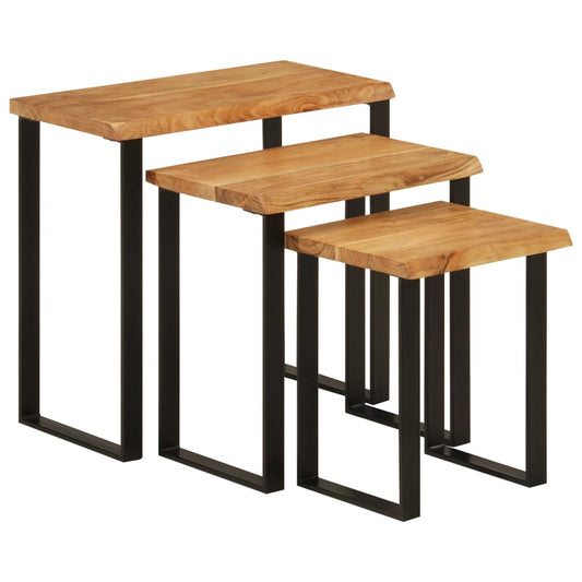 Stablebord med naturlig kant 3 stk heltre akasie