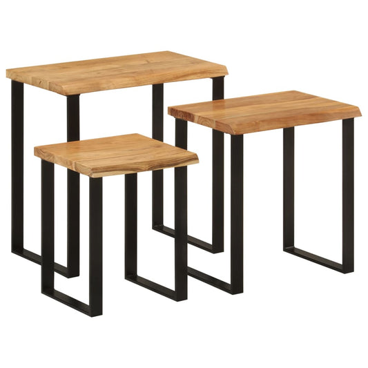 Stablebord med naturlig kant 3 stk heltre akasie