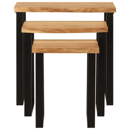 Stablebord med naturlig kant 3 stk heltre akasie