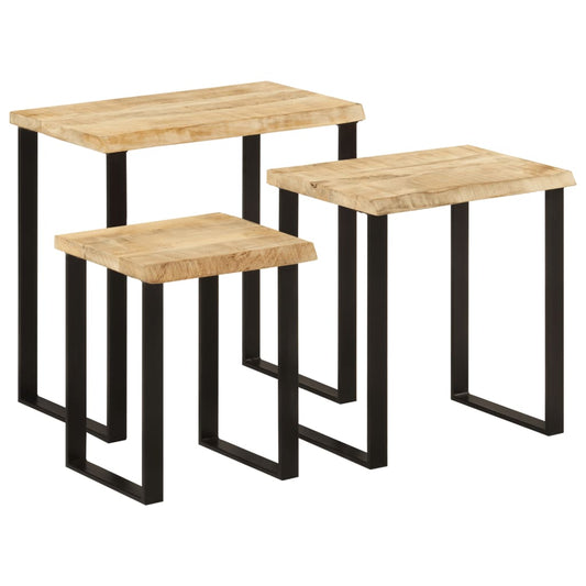 Stablebord med naturlig kant 3 stk heltre mango