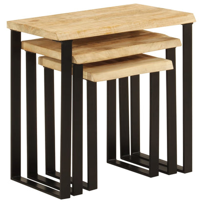 Stablebord med naturlig kant 3 stk heltre mango