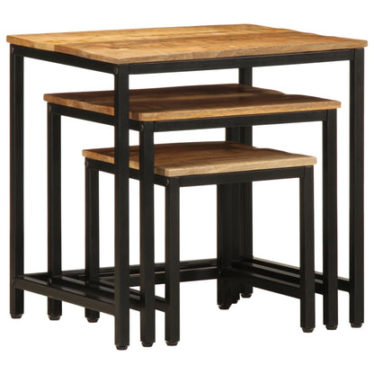 Stablebare sidebord 3 stk grovt heltre mangotre