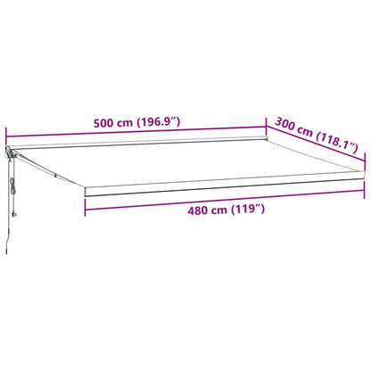 Automatisk uttrekkbar markise burgunder 500x300 cm