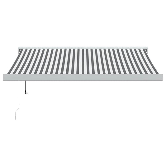 Uttrekkbar markise antrasitt og hvit 3,5x2,5 m stoff aluminium