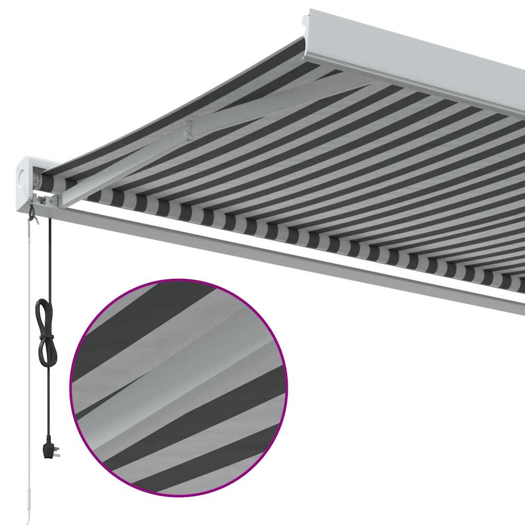 Uttrekkbar markise antrasitt og hvit 3,5x2,5 m stoff aluminium