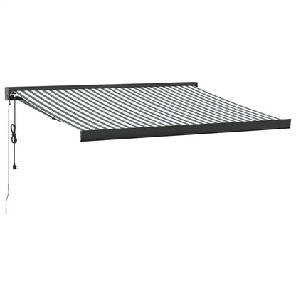 Uttrekkbar markise antrasitt og hvit 3,5x2,5 m stoff aluminium