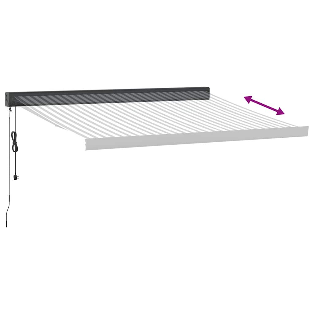 Uttrekkbar markise antrasitt og hvit 3,5x2,5 m stoff aluminium