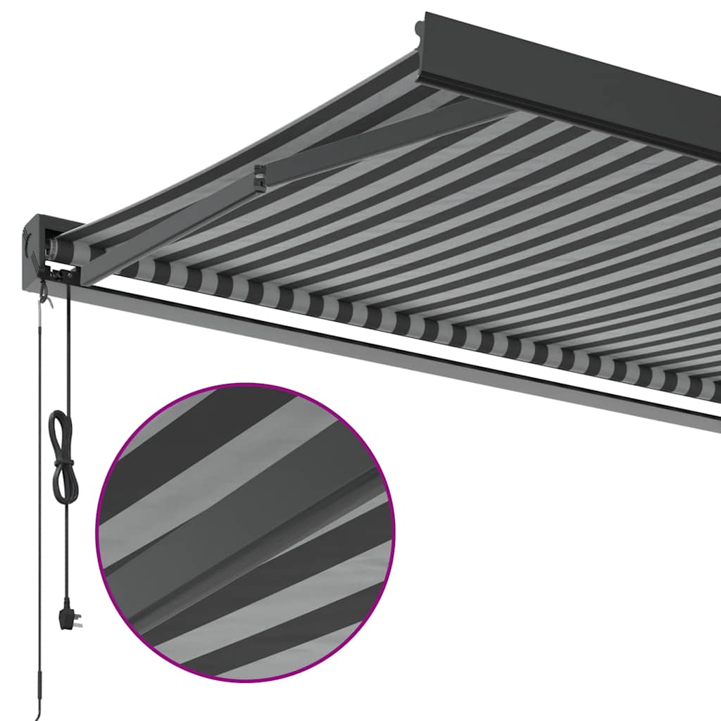 Uttrekkbar markise antrasitt og hvit 3,5x2,5 m stoff aluminium