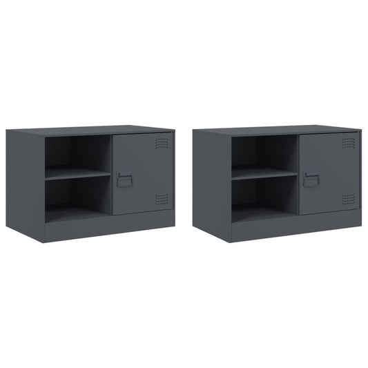 TV-benker 2 stk antrasitt 67x39x44 cm stål