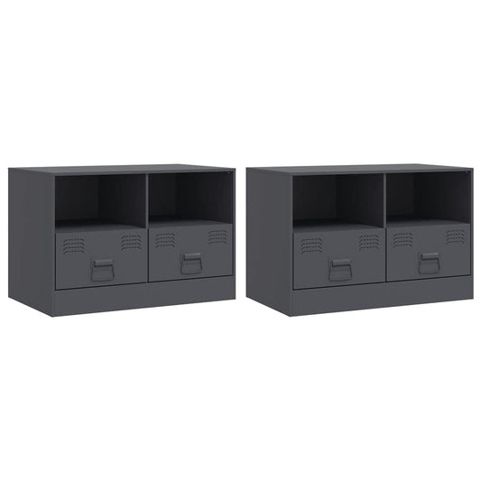 TV-benker 2 stk antrasitt 67x39x44 cm stål