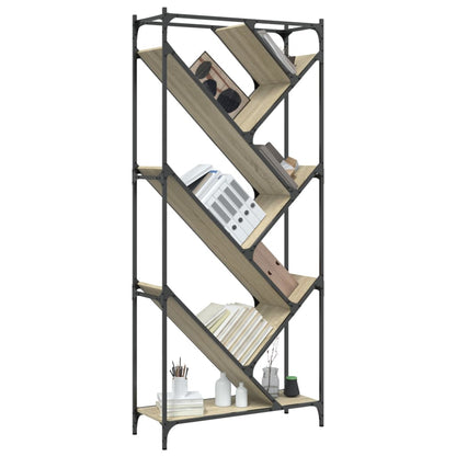 Bokhylle sonoma eik 79x30x180 cm konstruert tre og metall